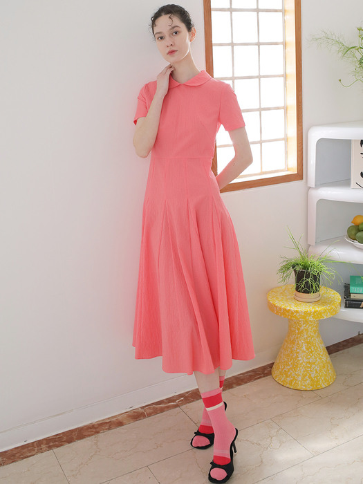 Cotton shirt midi dress Coral Pink