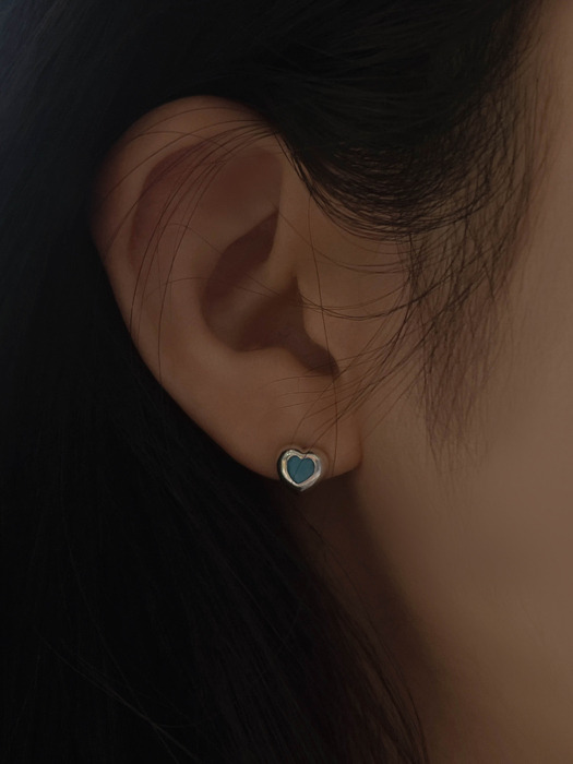 [92.5 silver]heart turquoise earrings