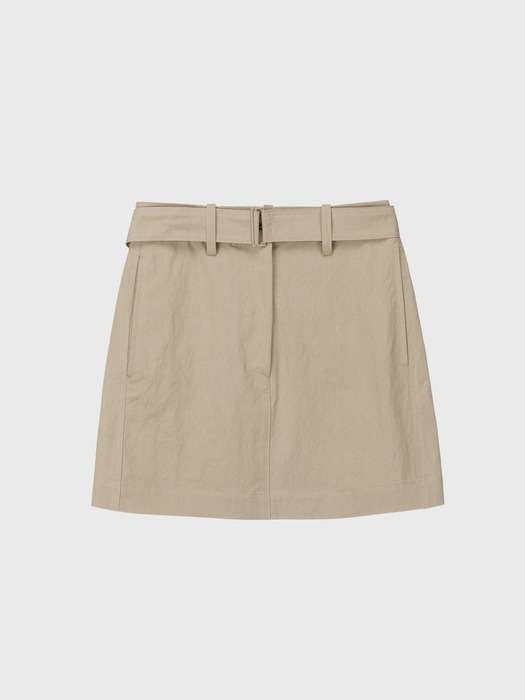 Basic belted short skirt (2colors)