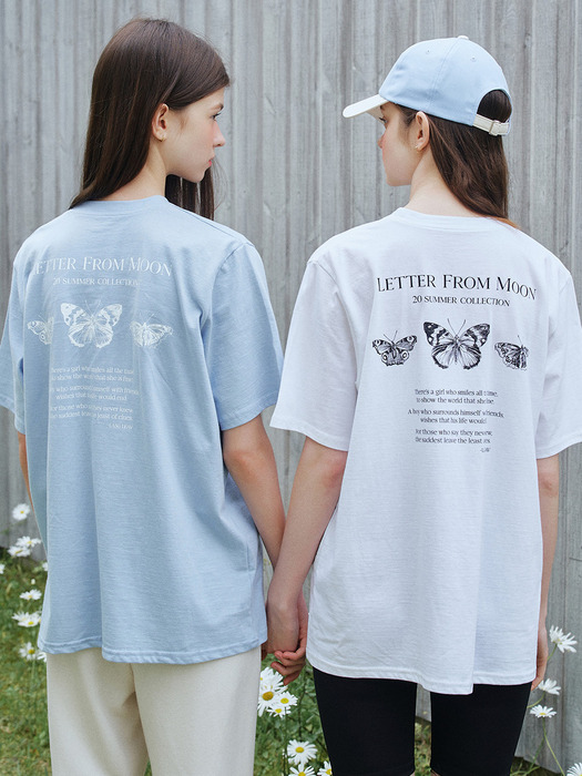 NEW VER. 트리플 나비 자수 오버핏 반팔 티셔츠 ( 화이트 )