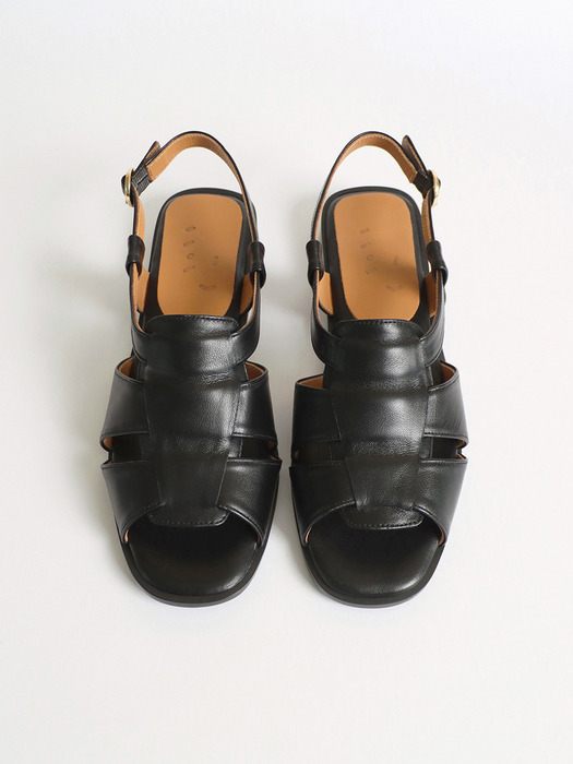 Open-Toe Fisherman Sandals . Black