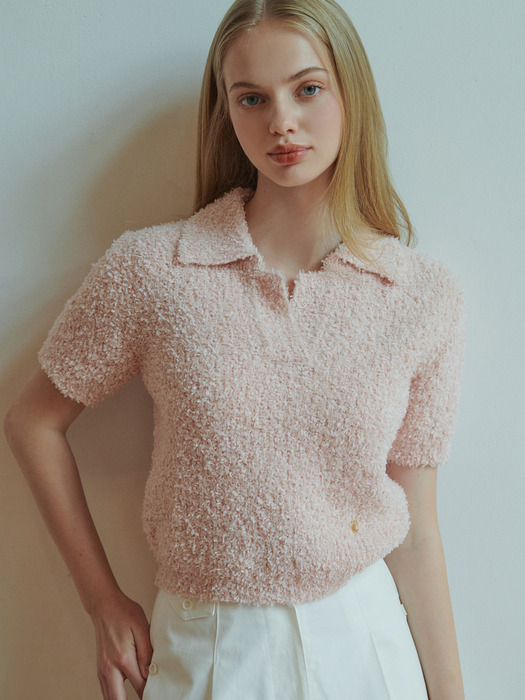 Pear open collar knit (pink)