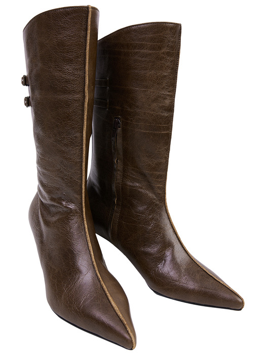 BACK STRAP WESTERN BOOTS / BROWN