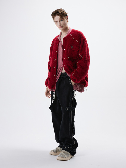 REFLECTIVE LINE FUR JACKET - RED