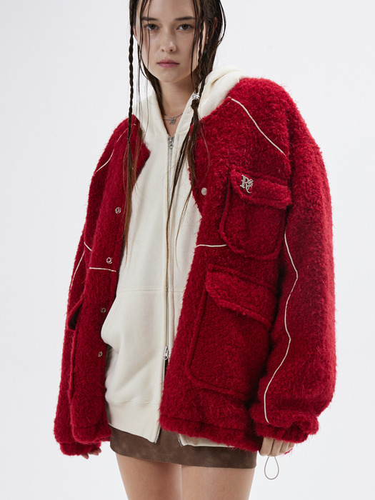 REFLECTIVE LINE FUR JACKET - RED