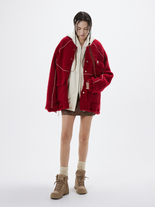 REFLECTIVE LINE FUR JACKET - RED