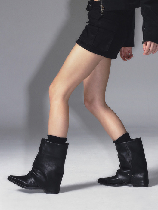 Leather Leg Warmer middle boots black