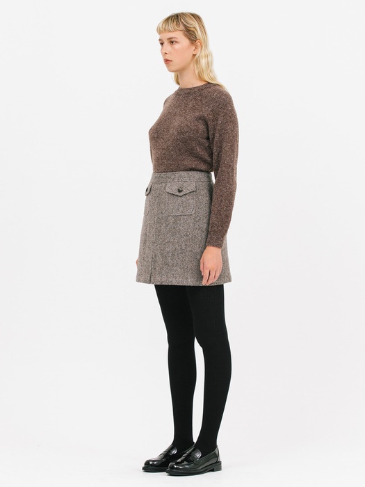 pocket wool short skirt_gray