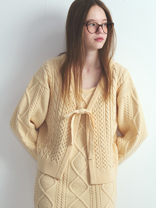 RIBBON CABLE CARDIGAN_YELLOW