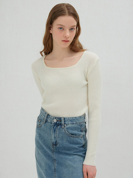 RIBBED SQUARE KNIT 4COLOR