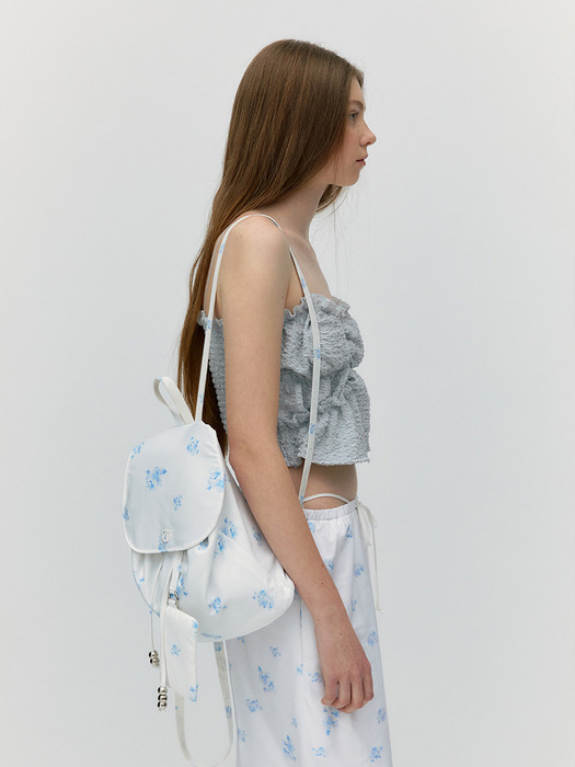 SILVER BALL FLOWER BACKPACK WITH CARD CHARM [WHITE]