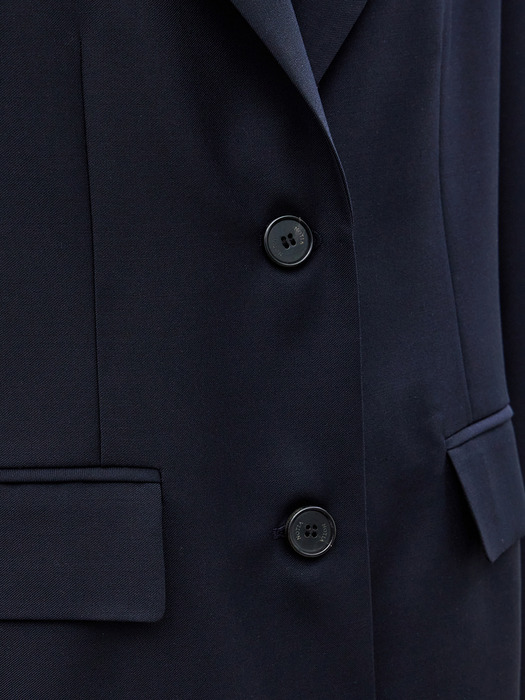 OVER FIT SINGLE TWO BUTTON JACKET - NAVY