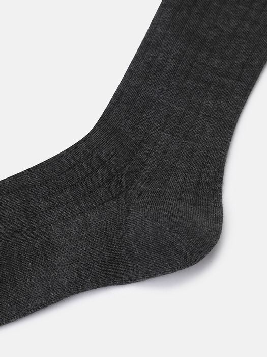Embroidery Point Ribbed Knee Socks_LXLAM24320GYD