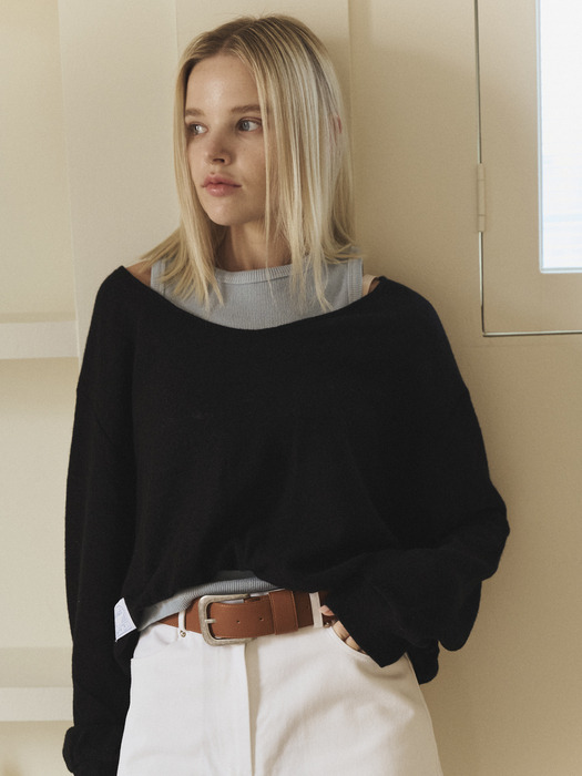 Affable wool knit top (black)