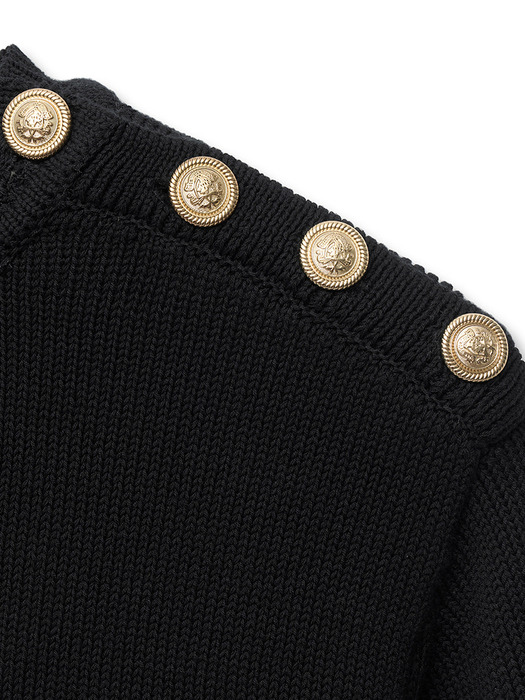 럭스 코튼 클래식 버튼업 스웨터 (블랙)