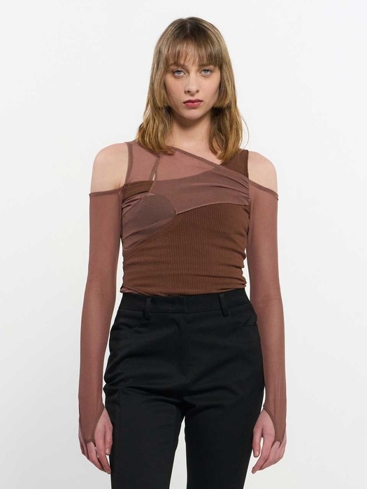 In&Out Knitted Top _ BROWN