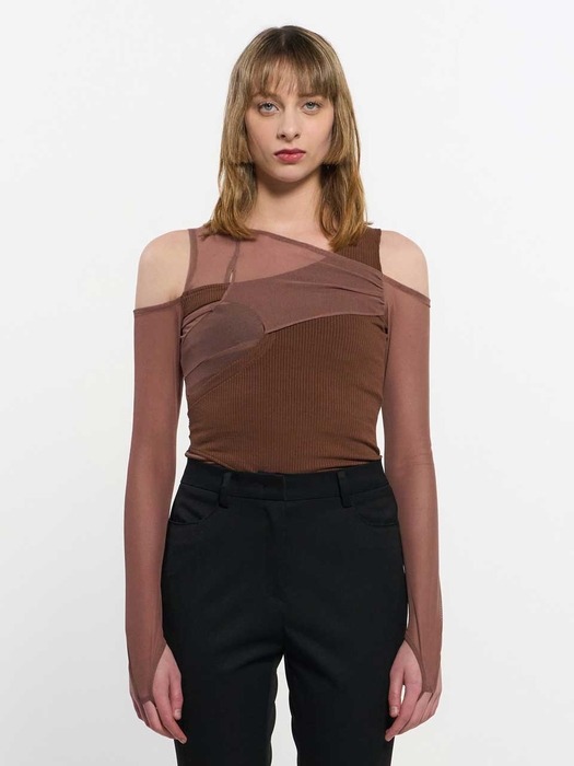 In&Out Knitted Top _ BROWN