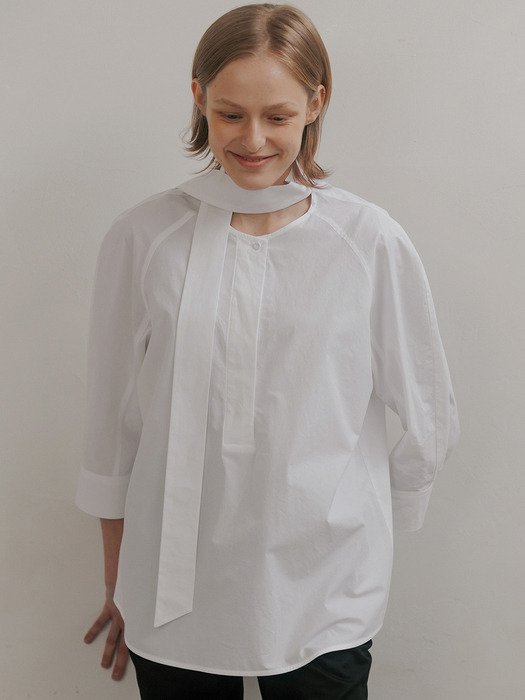 cotton tie shirt blouse (off white)