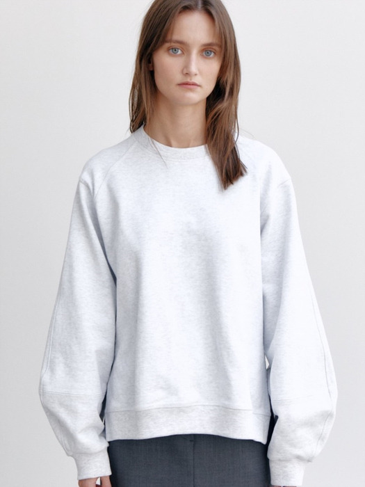 Volume Stitched Sweatshirt, Melange white