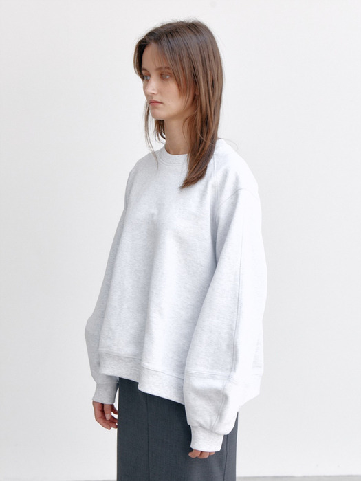 Volume Stitched Sweatshirt, Melange white