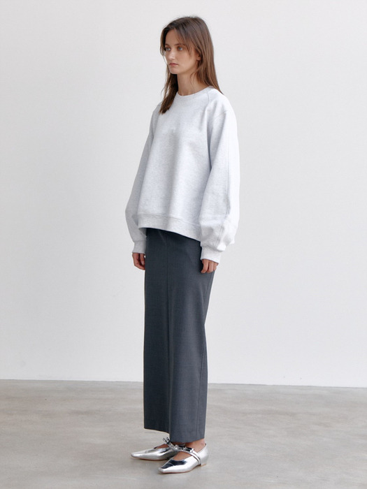 Volume Stitched Sweatshirt, Melange white