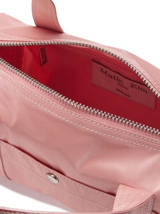 GLOSSY LOGO SPORTY MINI DUFFEL BAG IN LIGHT PINK