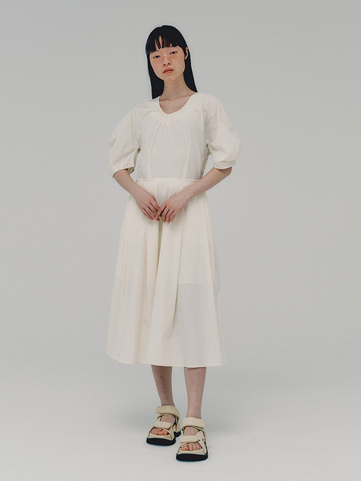 Lantern Sleeve Dress_CREAM