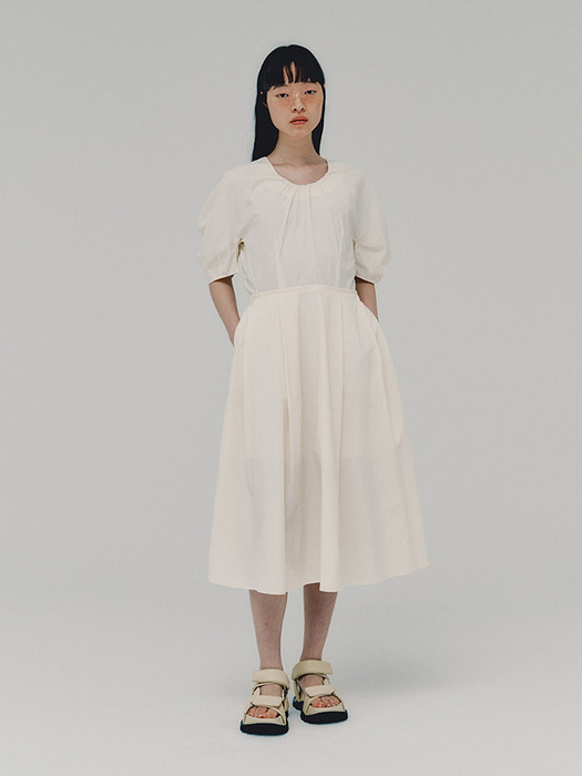 Lantern Sleeve Dress_CREAM