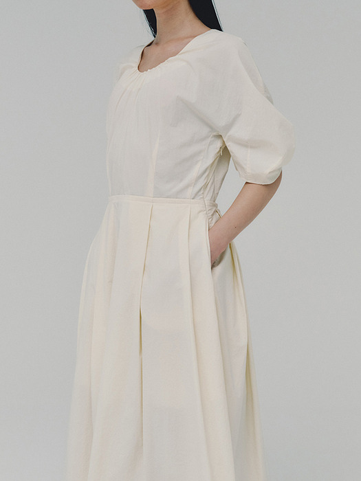 Lantern Sleeve Dress_CREAM