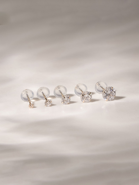 14K 크리스탈 큐빅 프레스 귀걸이(6 size)