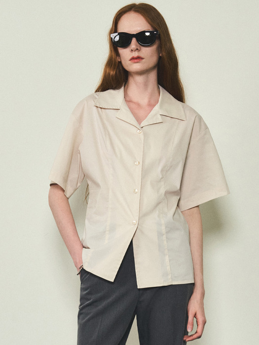 Western Side cut Flare Blouse_CTT330(Light Cream)