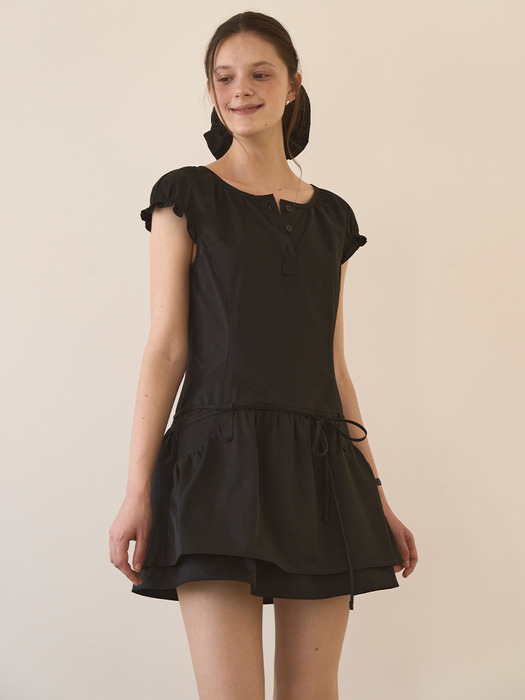 Charlotte Shirring Dress (Black)