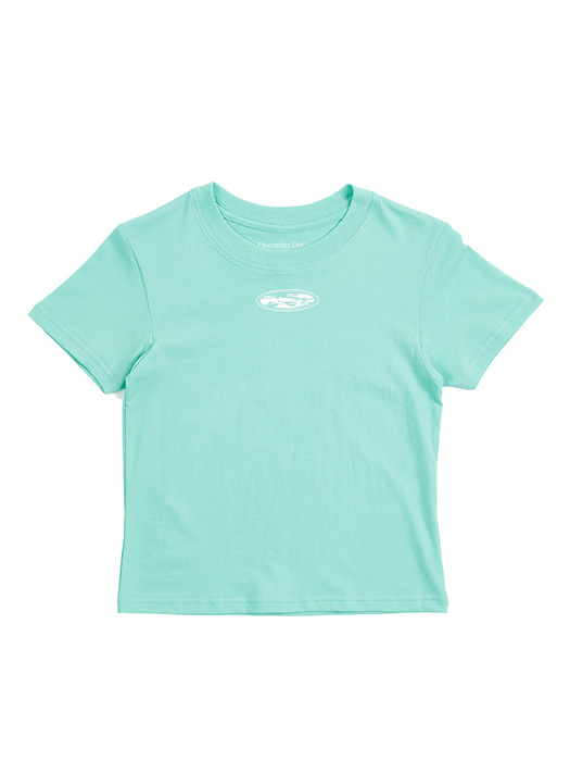 Cotton Short Sleeve Crop T-Shirt Blue-Green