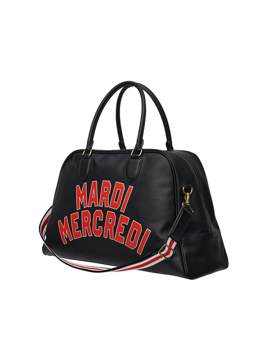 FAUX LEATHER BOSTON BAG LOGO SPORTIF_BLACK RED