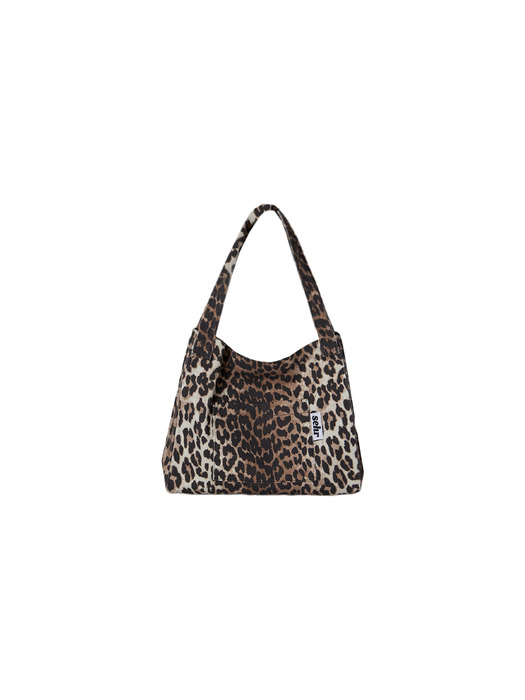 Leopard Twill Cotton Middle Bag (Brown)