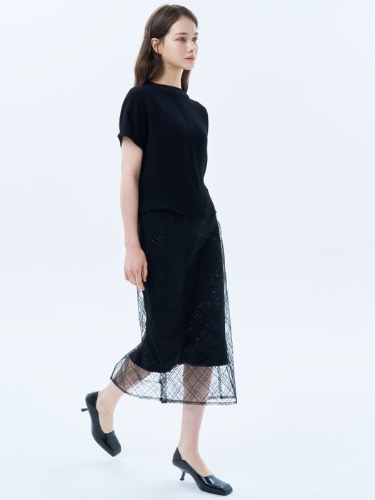 Sequin H-Line Midi Skirt_2color