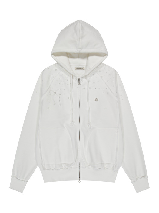 코이세이오 038]TWINKLE HOOD ZIP-UP WHITE