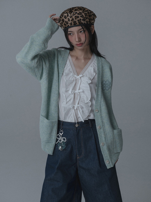 [단독]CLOVER SADDLE SHAGGY DOG KNIT CARDIGAN_3COLOR