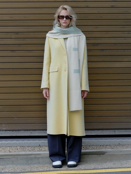 DEEP SLIT SIDE SINGLE COAT_LIGHT YELLOW