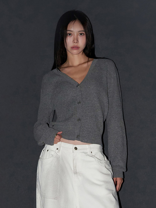 24FW basic v-neck plain knit cardigan