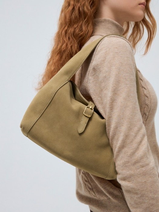 suede buckle bag (mini) - beige