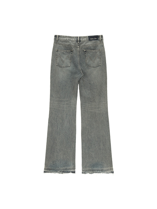 SEMI BOOTS CUT DAMAGE DENIM PANTS IN LIGHT BLUE