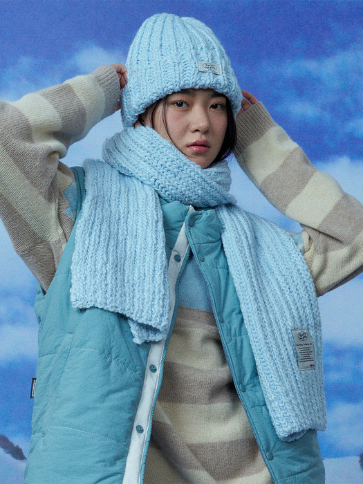 HALFNA MUFFLER BEANIE SET SKY BLUE