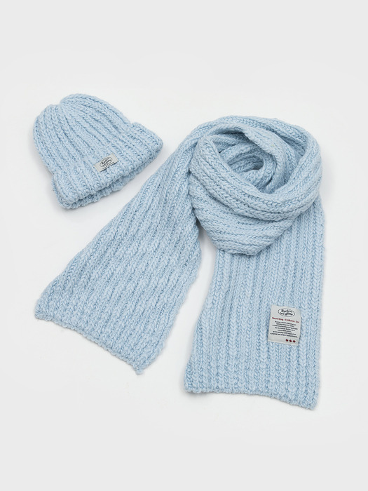 HALFNA MUFFLER BEANIE SET SKY BLUE