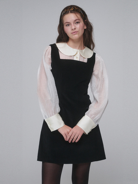 Velvet sleeveless mini dress_Black