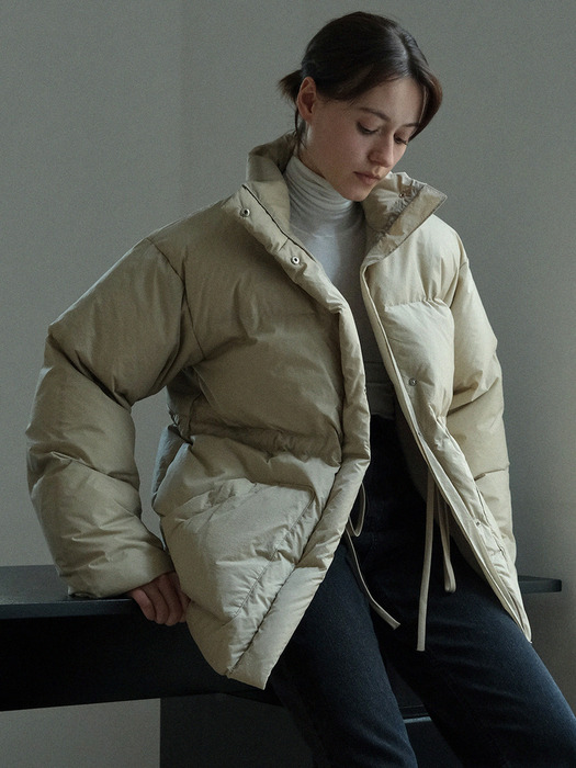 classic half down jacket (beige)