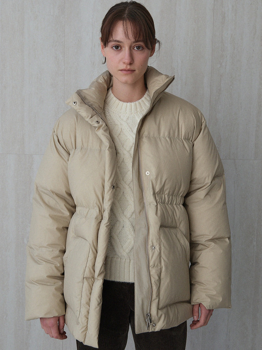 classic half down jacket (beige)