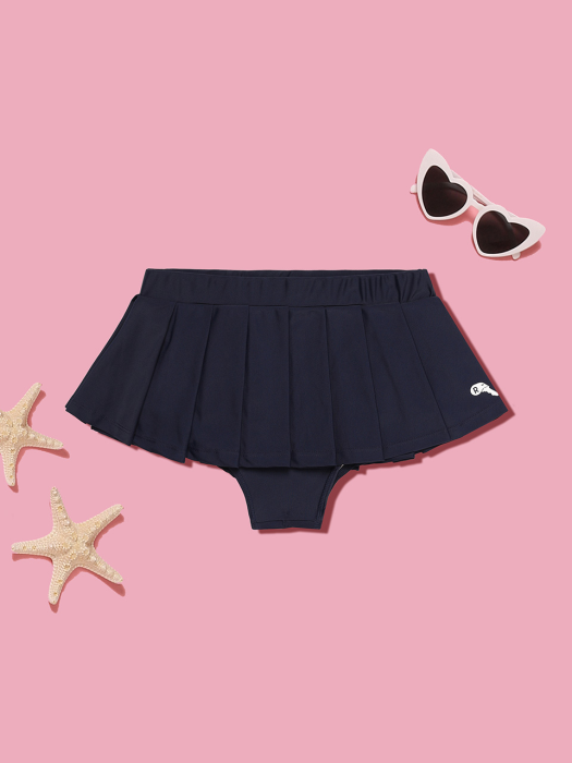 (PT-18379)PLEATS SKIRT PANTS NAVY