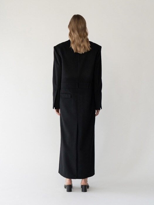 Heavy wool trousers coat in black