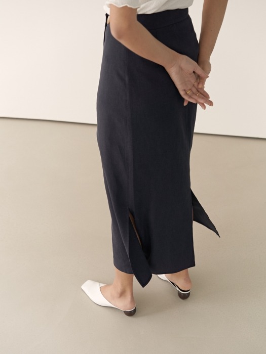 19RESORT LINEN SLIT WRAP SKIRT_2COLOR